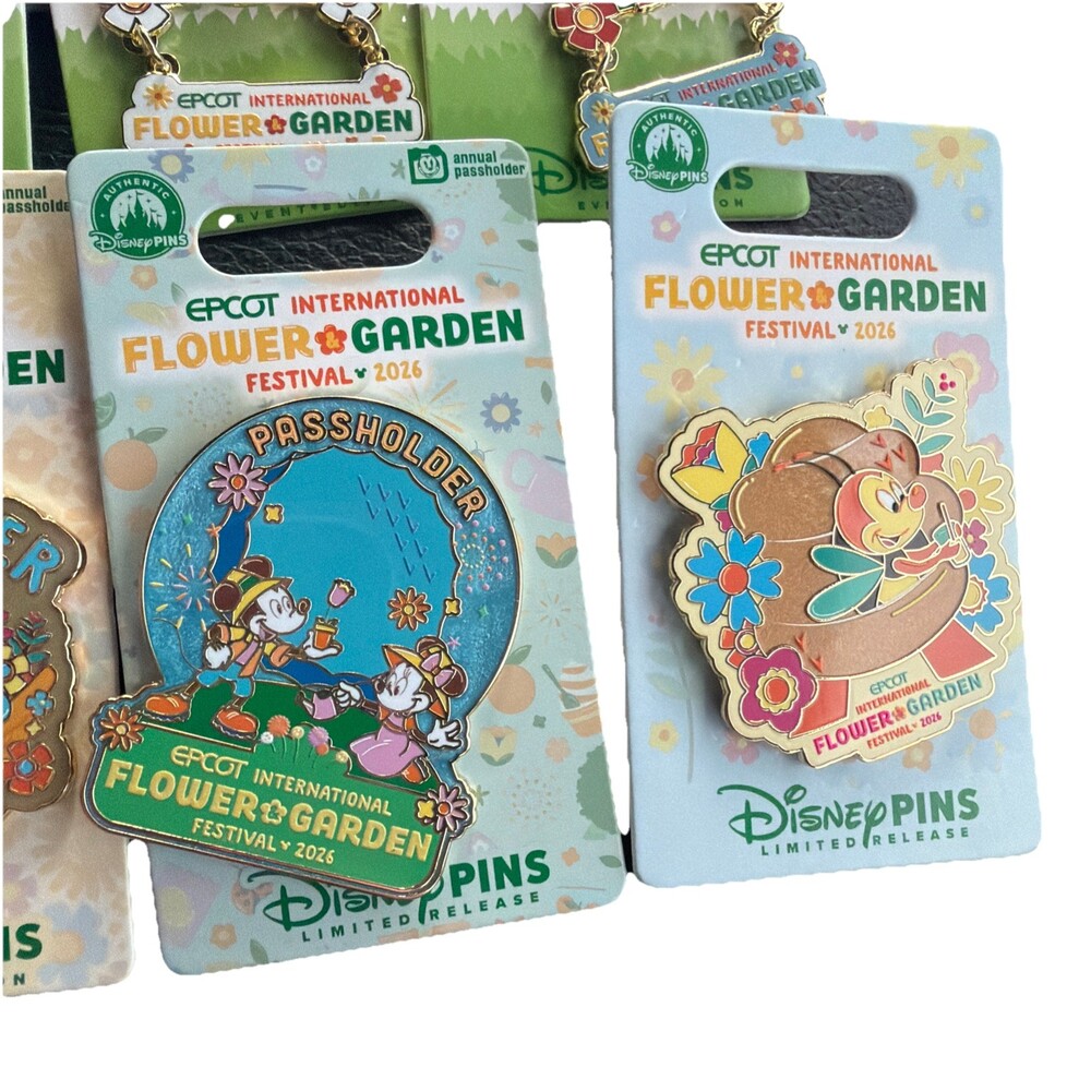 2026 Disney Epcot Flower & Garden Festival LR Event Pins 10 pin Set w/ Passport - Picture 2 of 6